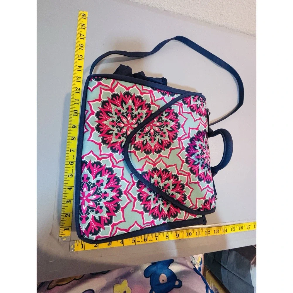 Fit & Fresh Large Insulated Lunch Bag Box Pink Blue Mandala Magnetic Close Clean